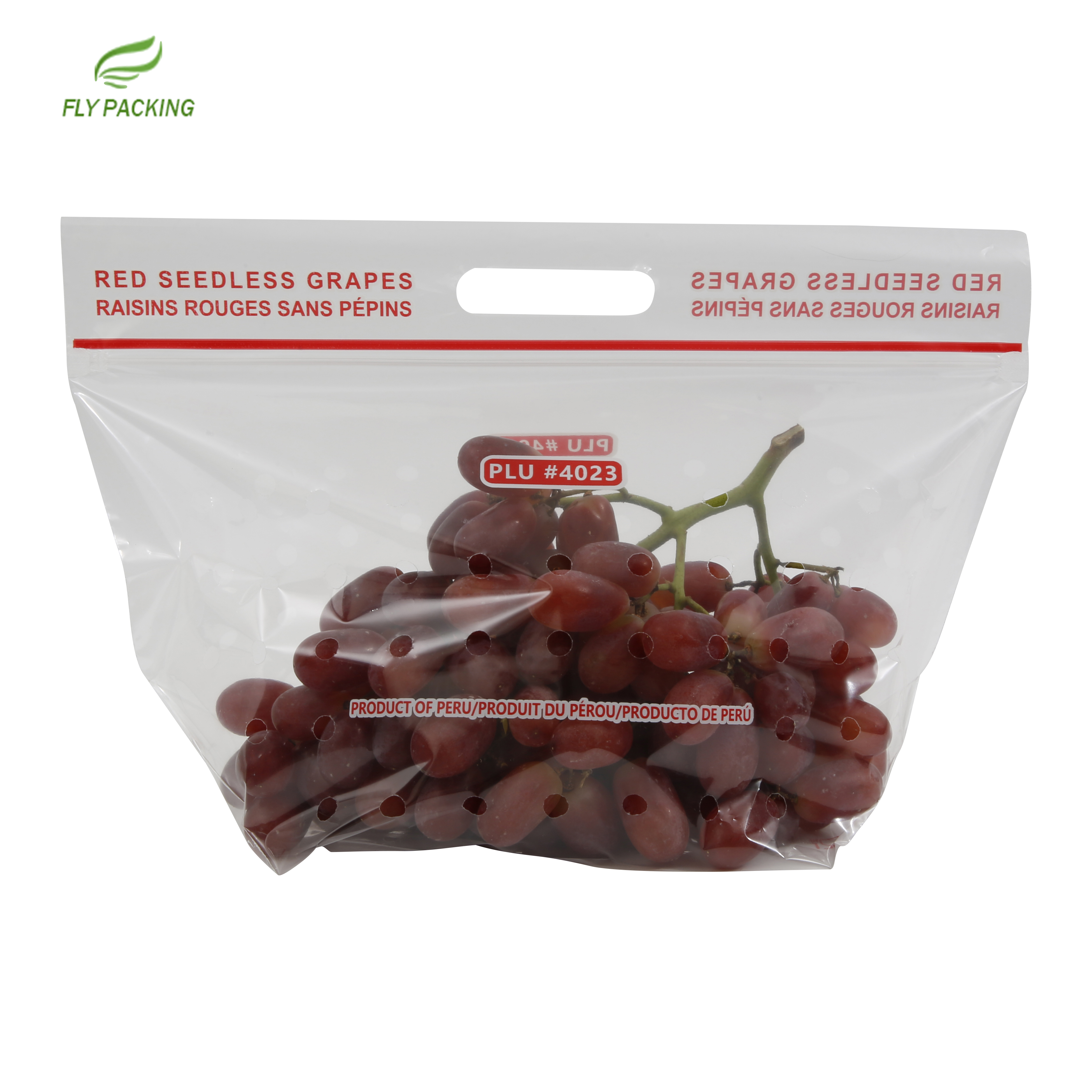 Air Permeable Food Grade Fruit Bag for Grape Stand Up Pouch Bag with Hang Hole