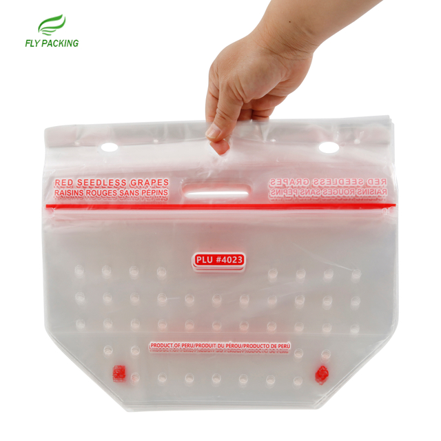Air Permeable Food Grade Fruit Bag for Grape Stand Up Pouch Bag with Hang Hole