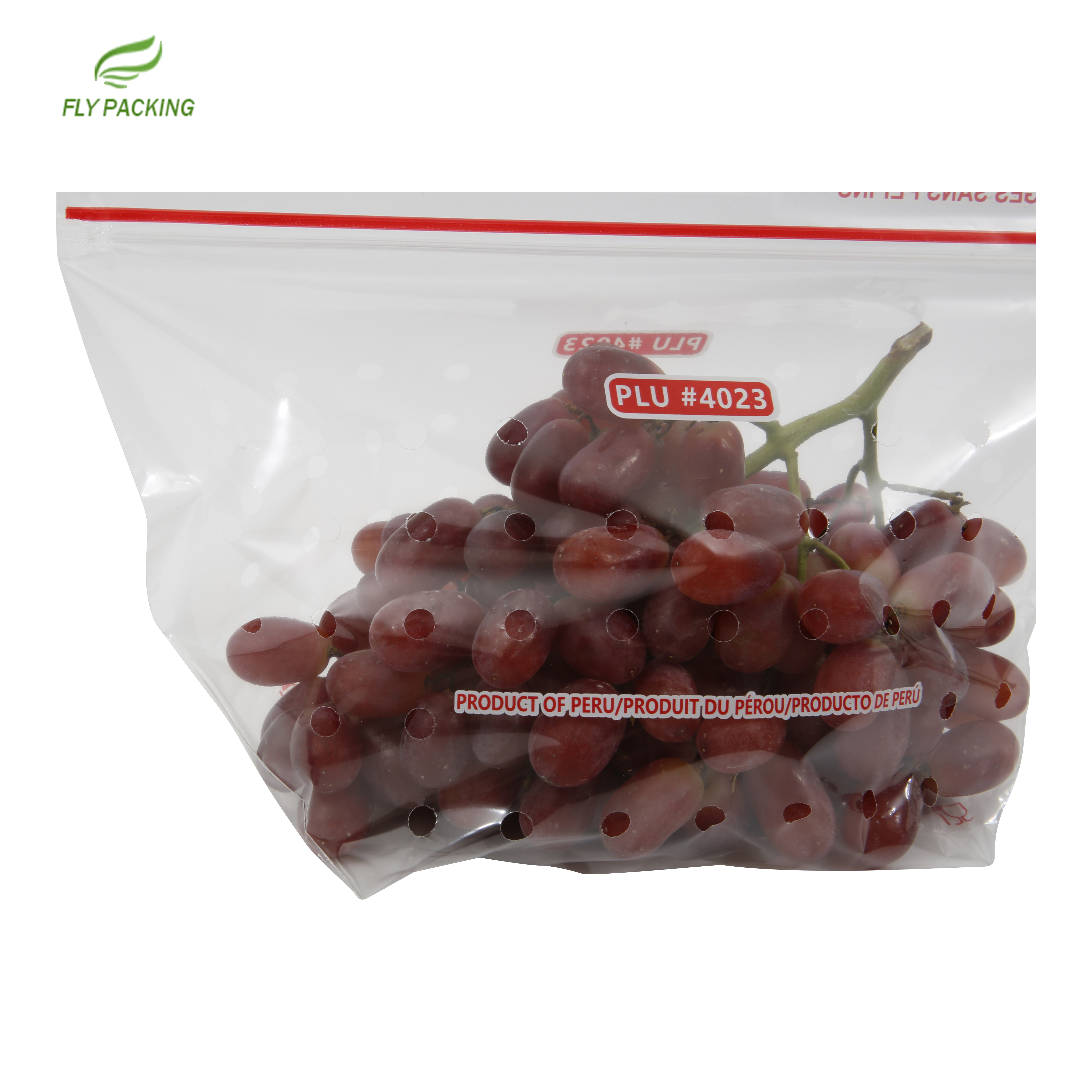 Air Permeable Food Grade Fruit Bag for Grape Stand Up Pouch Bag with Hang Hole