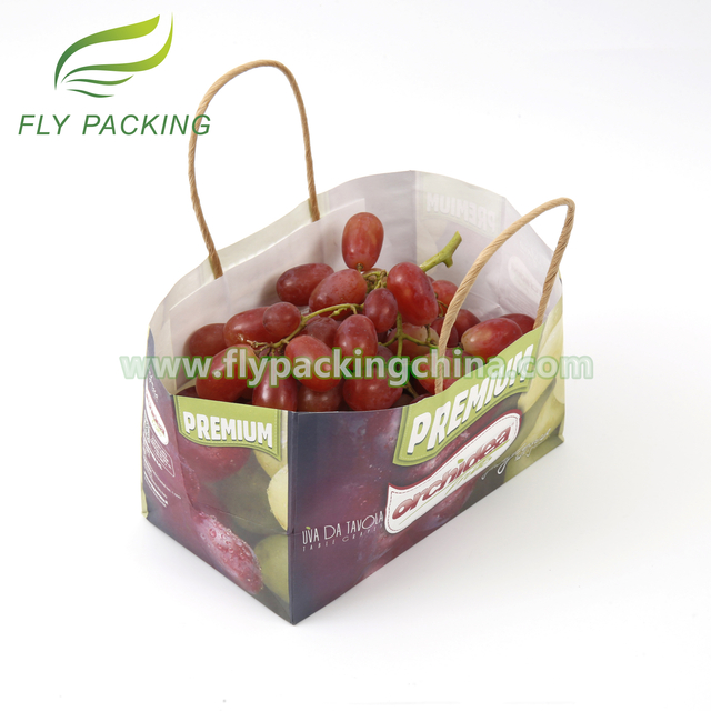 Wholesale Wet Strength Paper Handle Bags Compostable Paper Bag For Fruits With Air Hole