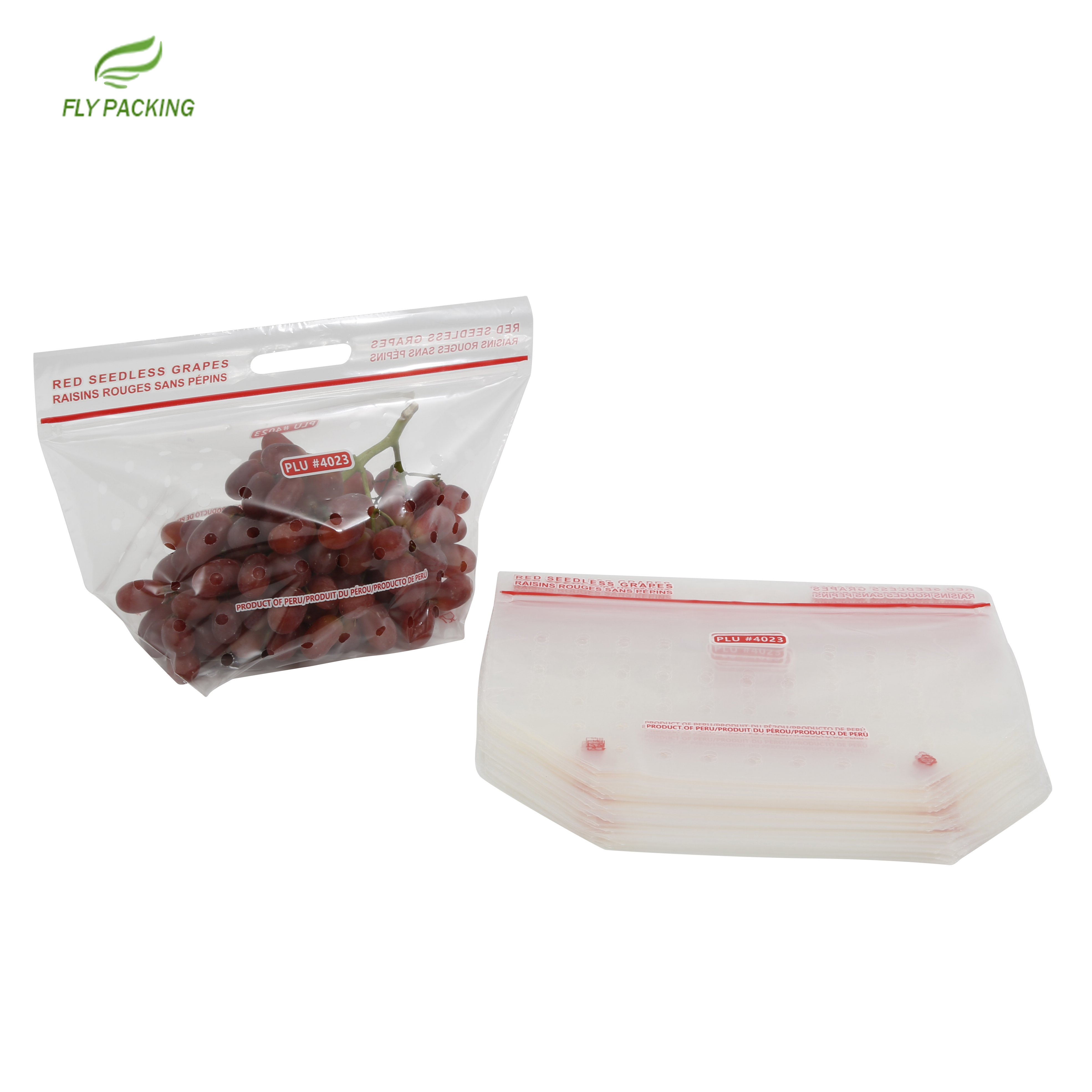 Air Permeable Food Grade Fruit Bag for Grape Stand Up Pouch Bag with Hang Hole
